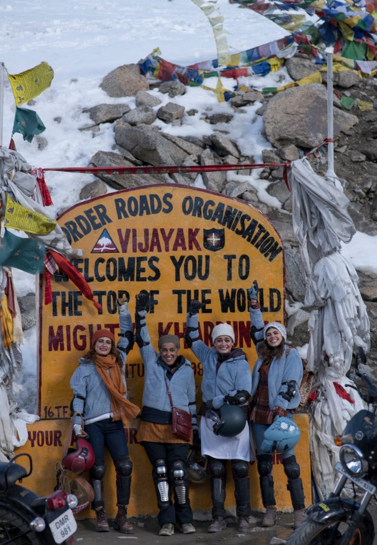 'Dhak Dhak' cast and crew becomes the first Hindi film unit to ride from Delhi to Khardung La