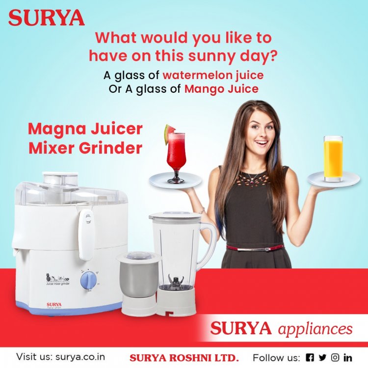 सूर्या रोशनी ने मिक्सर ग्राइंडर्स की नई श्रृंखला लॉन्च की