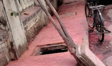 शांतीनगर, मीरारोड में गटर के ऊपर स्टैंप कंक्रीट करने का काम शुरू