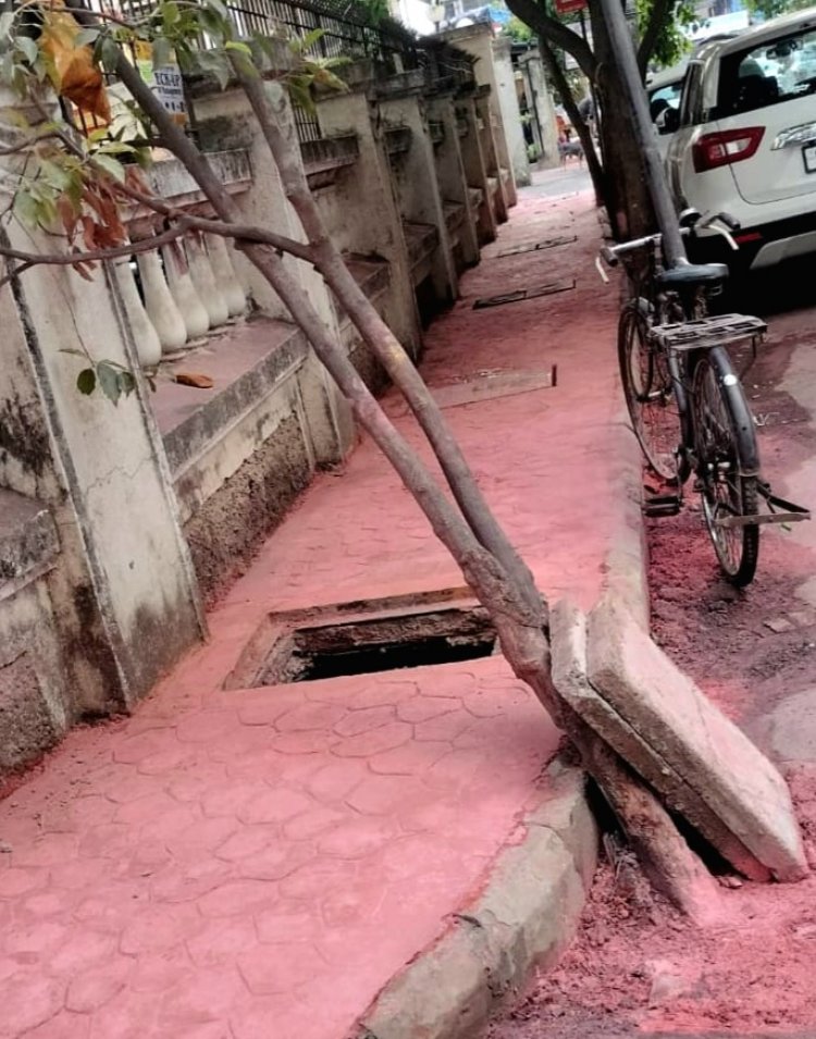 शांतीनगर, मीरारोड में गटर के ऊपर स्टैंप कंक्रीट करने का काम शुरू