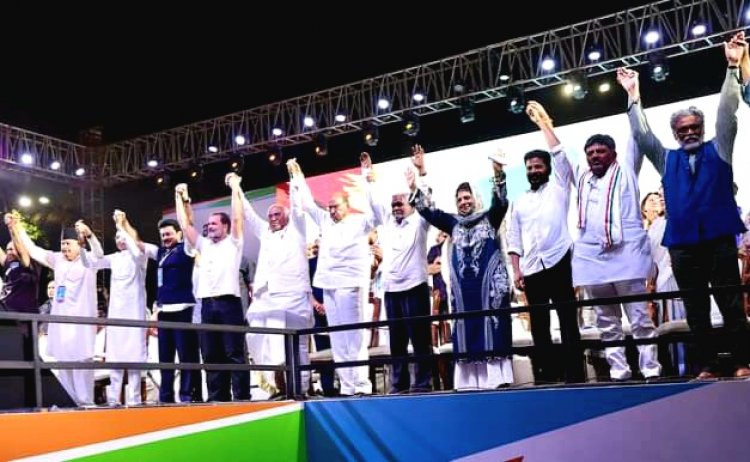 राहुल गांधी की 'भारत जोड़ो न्याय यात्रा' का समापन : शिवाजी पार्क में जुटे दिग्गज नेता