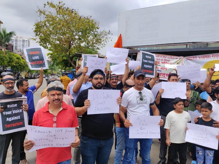 सारस्वत कश्मीरी पंडित विकास परिषद ने किया मीरा रोड में शांतिपूर्ण प्रदर्शन